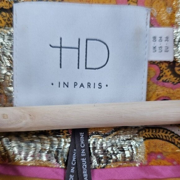 Anthropologie HD in Paris Womens 4 Goldspun Paisley Silk Blend Dress - Picture 6 of 16